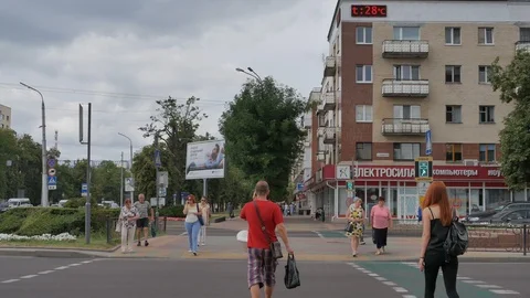Pedestrians at the crossroads 2 Stock Footage 118287351