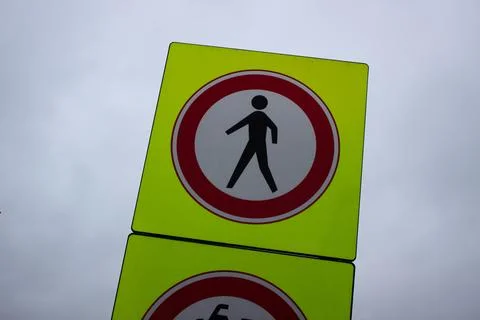 Pedestrians Forbidden, Dutch Traffic Sign, No Walking On The Street Stock Photos