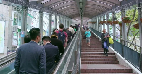 PEDESTRIANS MID LEVEL CENTRAL HONG KONG CHINA Stock-Footage 73418541