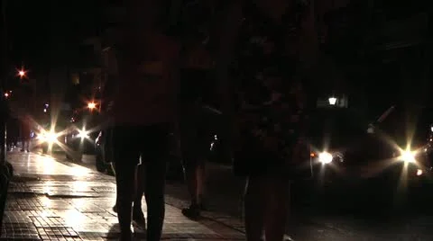 Pedestrians at Night. Stock Footage 12061171