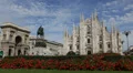 Pedestrians Passing Cathedral Duomo Square European Old Town Fashion City Sunny HD Footage