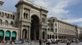 Pedestrians Passing Vittorio Emanuele II Gallery Exterior Milan Duomo Square Day HD Footage