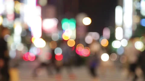 Pedestrians - people walking in city night Stock Footage