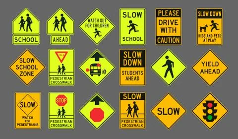 Pedestrians road signs Stock Illustration