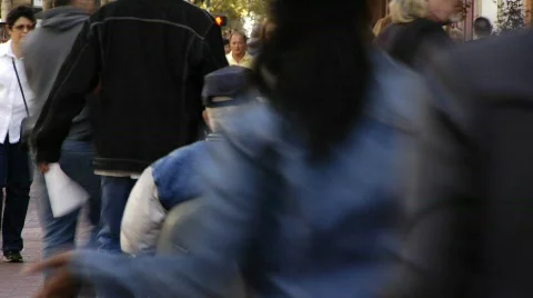 Pedestrians on sidewalk Stock Footage 324779