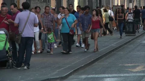 Pedestrians, sidewalk. Video stock 12033973