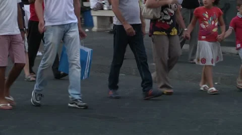 Pedestrians on sidewalk. Stock Footage 12034136