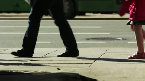 Pedestrians on a sidewalk (timelapse) Stock Footage