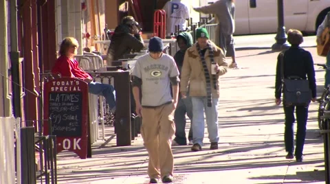Pedestrians Small Town Stock Footage 1044314