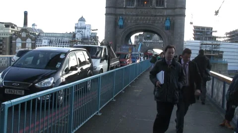 Pedestrians on Tower Bridge 06 Stock Footage 35596209