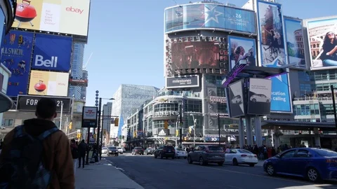 Pedestrians View of Yonge-Dundas Square Stock Footage 88930260