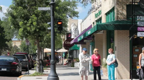 Pedestrians wait for green light to enter crossing Stock Footage 37256512