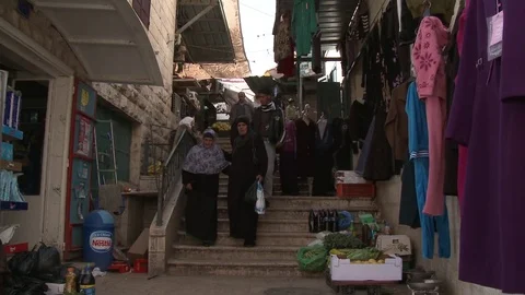 Pedestrians Walking in Bethlehem Video stock 77590298
