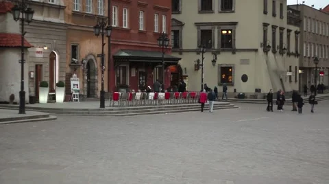 Pedestrians walking on the streets of Warsaw.  Regular people on the street. Stock Footage 61365268