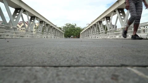 Pedestrians walking towards and away from camera Stock Footage 80368711