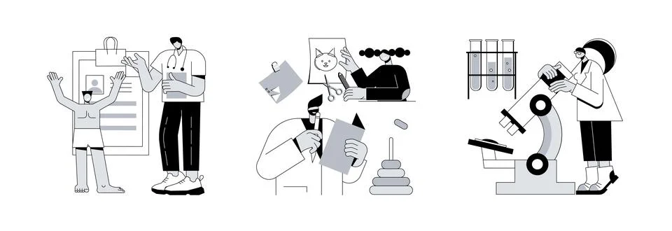 Pediatric check up abstract concept vector illustrations. Stock Illustration