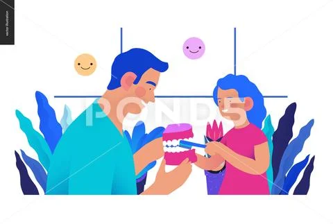 Pediatric dentistry - medical insurance illustration Stock Illustration