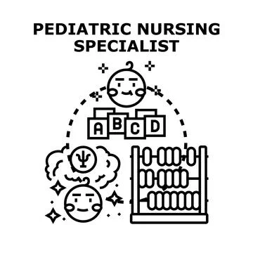 Pediatric nursing specialist providing child health support Stock Illustration