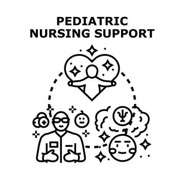 Pediatric nursing support providing child health care Stock Illustration