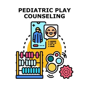 Pediatric play counseling vector concept illustration Stock Illustration