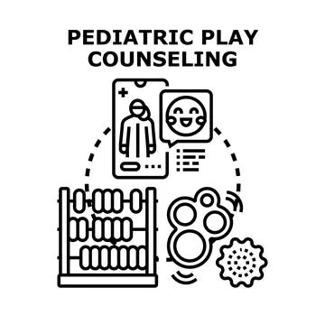 Pediatric play counseling vector concept illustration Stock Illustration