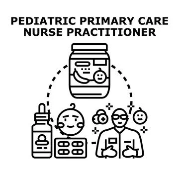 Pediatric primary care nurse practitioner concept illustration Stock Illustration