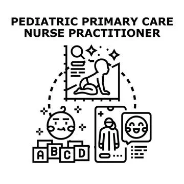 Pediatric primary care nurse practitioner concept illustration Stock Illustration