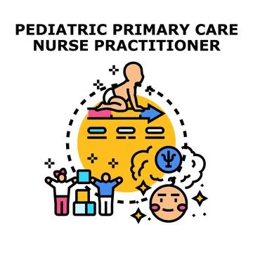Pediatric primary care nurse practitioner providing children healthcare Stock Illustration