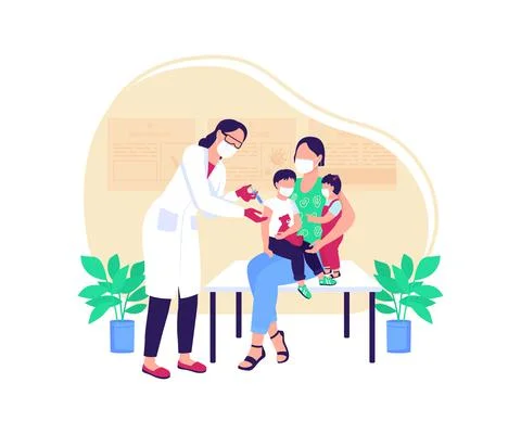Pediatric vaccine flat concept vector illustration Illustrazione stock