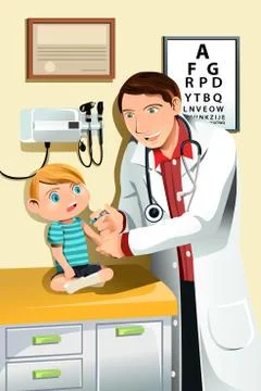 Pediatrician with child Illustrazione stock