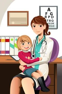 Pediatrician with child Illustrazione stock