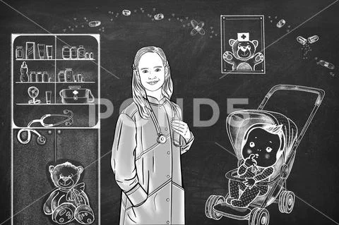 Pediatrician girl PSD Template
