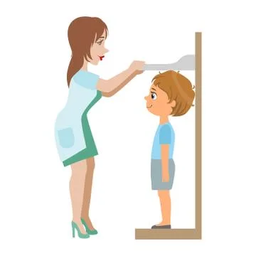 Pediatrician height measurement icon isometric Vector Image