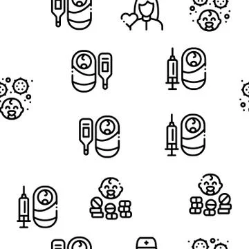 Pediatrics Medical Seamless Pattern Vector Stock Illustration