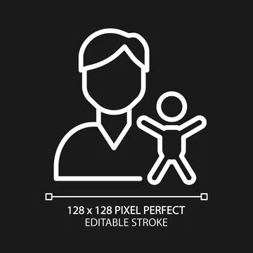 Pediatrics pixel perfect white linear icon for dark theme Stock Illustration