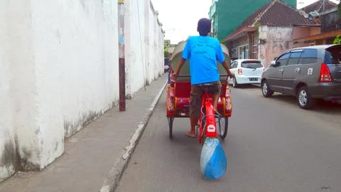 Pedicab in Solo 스톡 사진