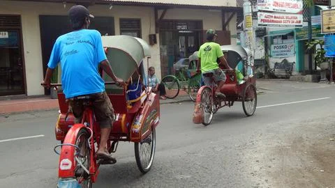 Pedicab in Solo 스톡 사진