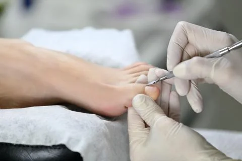 Pedicure process. cuticle Stock-Fotos