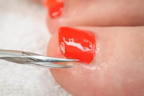 Pedicure process macro closeup Stock Photos