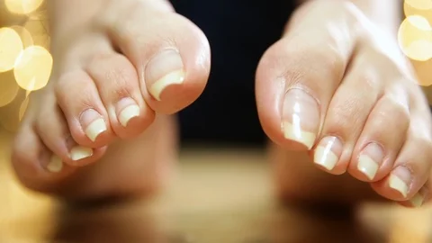 Pedicured long toenails close-up 스톡 동영상 105801786