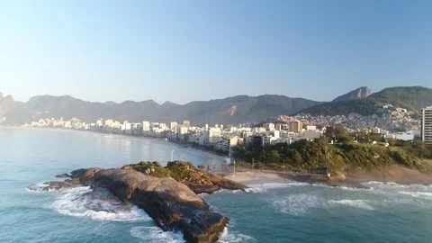 Pedra do Arpoador with City Behind Stock Footage 81074722