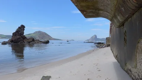 Pedra do Indio is in the corner of Icarai beach, in the city of Niteroi. Stock Footage 125232357
