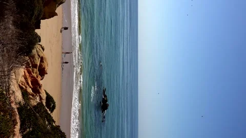 Pedras Amarelas Beach ( Vertical Image ) - Albufeira, Algarve, Portugal Stock Footage 266065050
