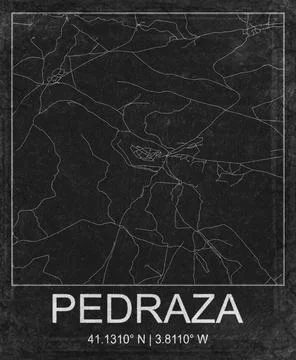 Pedraza Spain Black and White City Map Art Stock Illustration
