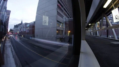 Pedway traffic Day to Night Time lapse Stock Footage