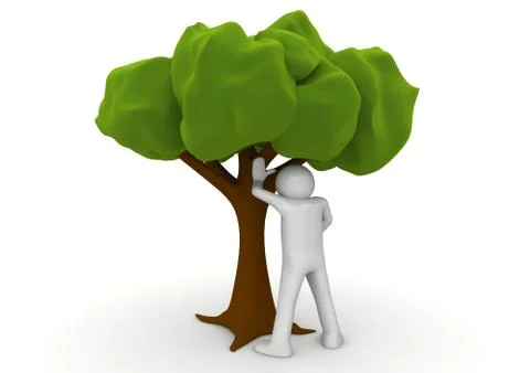 Peeing by the tree - ecology collection Stock Illustration