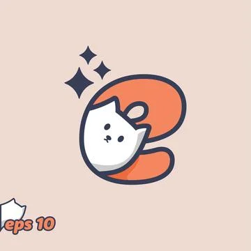 Peeking Cat Alphabet E Stock Illustration