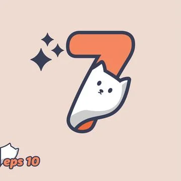 Peeking Cat Numeric 9 Stock Illustration