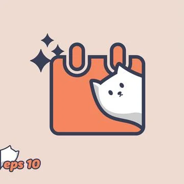 Peeking Cat Schedule Icon Stock Illustration