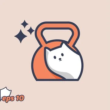 Peeking Cat Workout Icon Stock Illustration